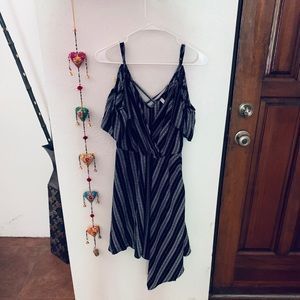 Black and white off the shoulder dress